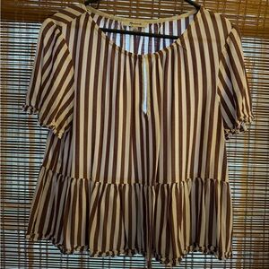 Maroon Striped Women's Top